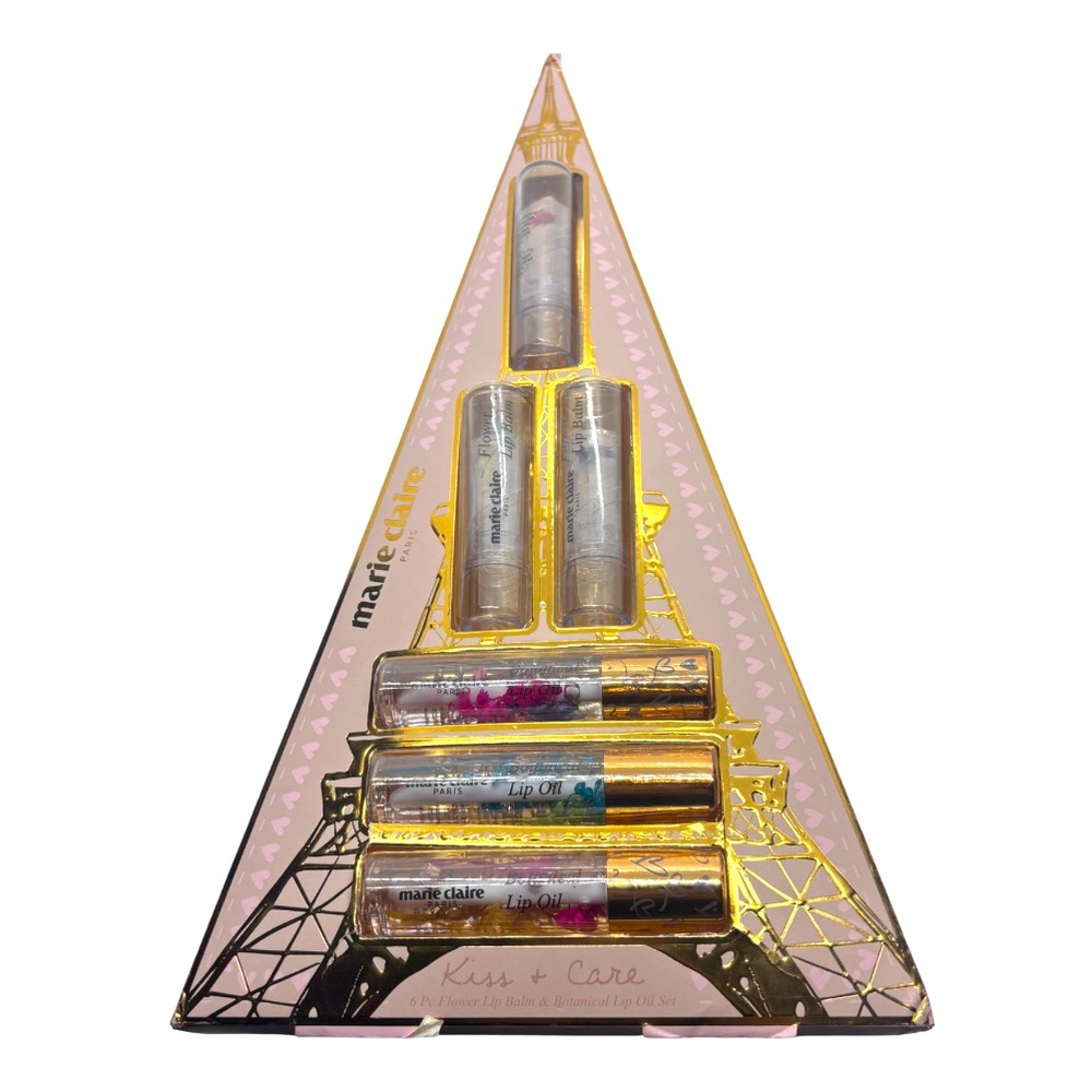 Marie Claire set lip balm and botanical lip oil “Kiss + Care" 6-piece